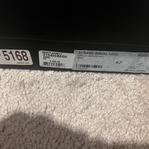 Saint Laurent Glossy Black Sandals - Picture 8 of 8